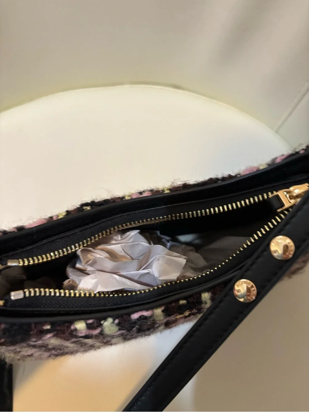 Tory Burch Multicolor Tweed Hobo Shoulder Bag with Black Strap